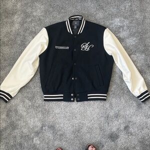 EC H&M Loose Fit Baseball Jacket - Black / White - Size Medium